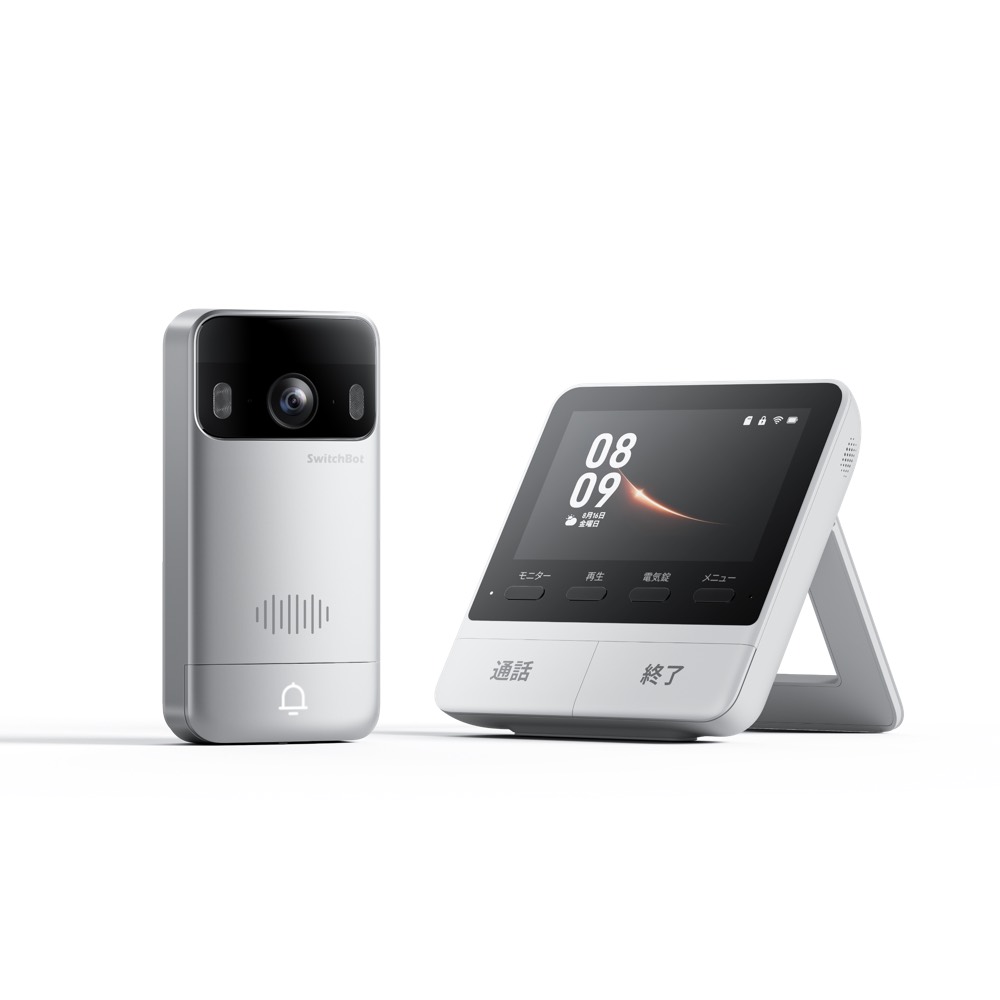 SwitchBot スマートテレビドアホンの玄関子機と室内モニター
